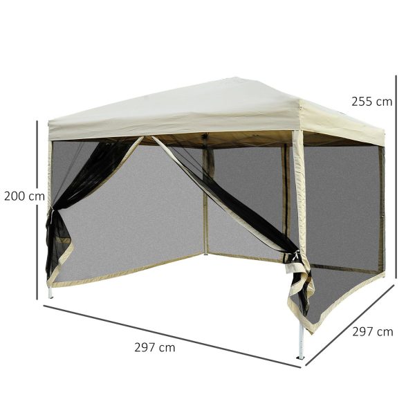 Easycomfort Gazebo da Giardino 3x3m con Zanzariera, Acciaio e Tessuto Oxford, Cachi For Discount