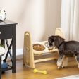 Easycomfort Doppia Ciotola per Cani Rialzata e Regolabile, 2 Ciotole in Acciaio e Base in Legno, 49x25x41cm For Cheap