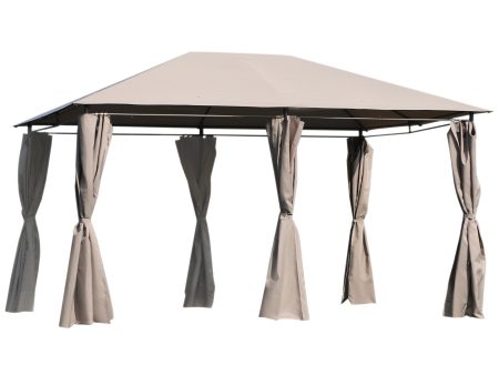 Easycomfort Gazebo da Giardino 4x3m con 6 Tende Rimovibili, Struttura in Metallo e Telo in Poliestere Beige For Cheap