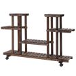 Easycomfort Scaffale Portafiori a 4 Livelli, Fioriera da Esterno e Interno in Legno con 4 Ruote, 123.5 x 33 x 80cm on Sale