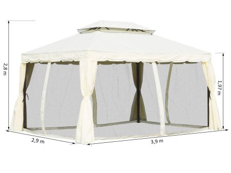 Easycomfort Gazebo da Giardino 4x3m con Zanzariera e Doppio Tetto in Alluminio e Poliestere, Beige Hot on Sale