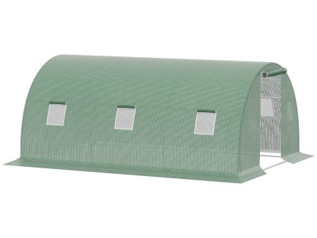 Easycomfort Serra a Tunnel da Esterno 4.5x3x2m con Copertura in PE, Porta con Cerniera e 6 Finestre, Verde For Sale