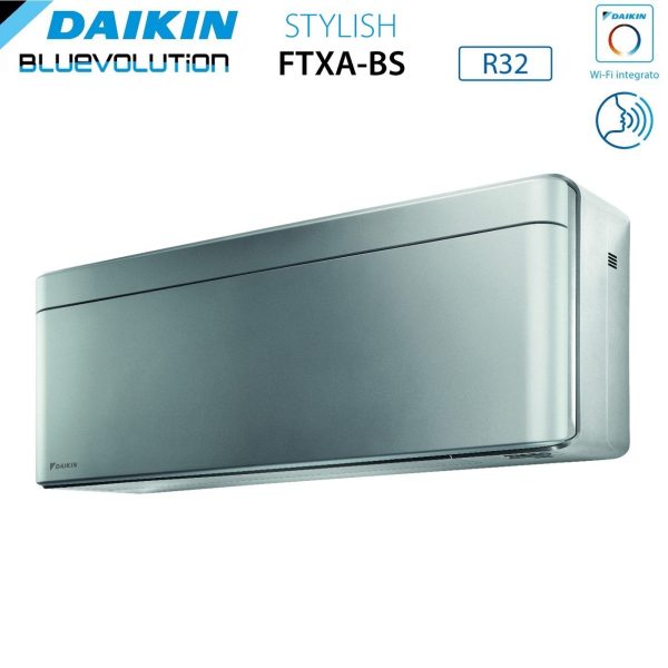 Climatizzatore Condizionatore Daikin Bluevolution Dual Split Inverter serie STYLISH TOTAL SILVER 5+15 con 2MXM50A R-32 Wi-Fi Integrato 5000+15000 Colore Grigio Garanzia Italiana Online