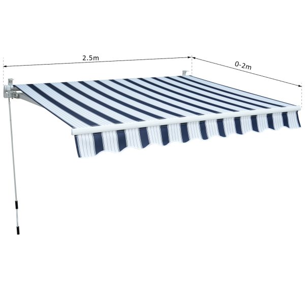 Easycomfort Tenda da Sole a Bracci 2.5x2m Avvolgibile Manuale in Alluminio e Poliestere Blu e Bianco For Cheap