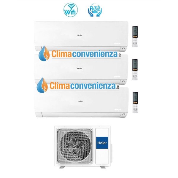 Climatizzatore Condizionatore Trial Split Inverter HAIER serie FLEXIS White 7000+7000+7000 btu con 3U55S2SR2FA R-32 Wi-Fi 7+7+7 - NOVITA  Supply