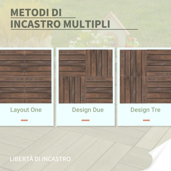 Easycomfort Piastrelle per Esterni Pavimento in Legno, Set 27 Pezzi Montaggio a Incastro, 30x30x2.5 cm For Sale