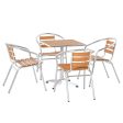 EASYCOMFORT  Set Tavolo e 4 Sedie da Esterno in Alluminio e Plastica, Colore Legno Online Hot Sale