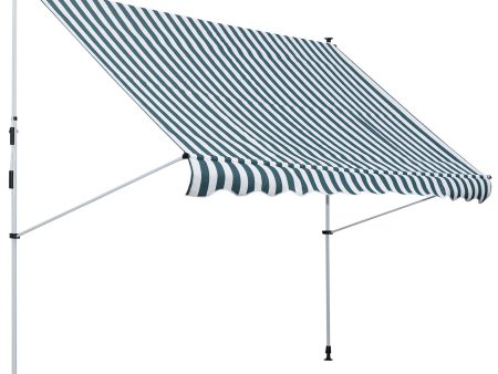 Easycomfort Tenda da Sole a Bracci 3x1.5m con Manovella e Struttura Telescopica, Bianco e Verde Online now