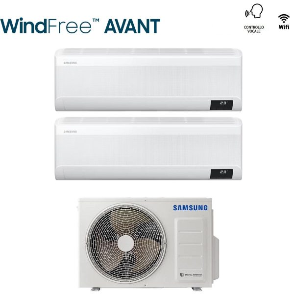 Climatizzatore Condizionatore Samsung Dual Split Inverter serie WINDFREE AVANT 9+12 con AJ050TXJ2KG R-32 Wi-Fi Integrato 9000+12000 For Cheap