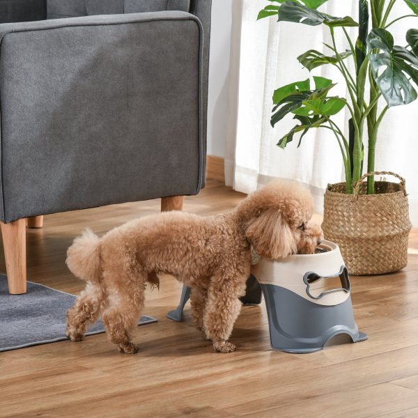 Easycomfort Doppia Ciotola per Cani Rialzata in Acciaio Inox e Plastica con Piedini Antiscivolo, 47x25x20cm, Bianco e Grigio Online Sale