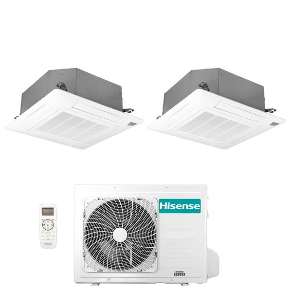 Climatizzatore Condizionatore Hisense Dual Split a Cassetta 12+12 con 2AMW50U4RXA R-32 Wi-Fi Optional 12000+12000 con Telecomando e Pannello Incluso - Novità For Cheap