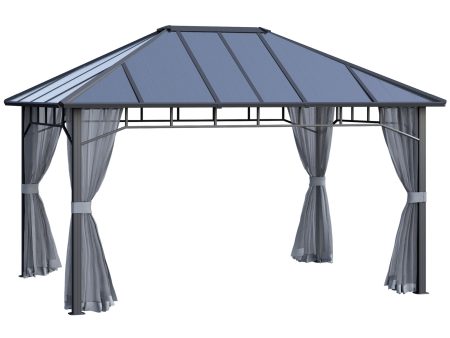 EasyComfort Gazebo da Giardino 4x3m con Zanzariere e Tetto in Policarbonato, Grigio Sale