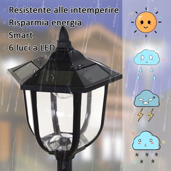 Easycomfort Lampione da Esterni con 6 Luci Led e Pannelli Solari Impermeabile Accensione Automatica Durata 6 Ore Altezza 177cm Hot on Sale