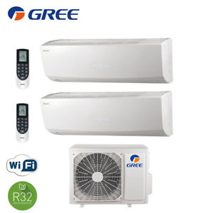 CLIMATIZZATORE CONDIZIONATORE GREE DUAL SPLIT INVERTER serie LOMO 12+12 con GWHD18NK6KO Wi-Fi R-32 12000+12000 Cheap