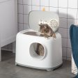 Easycomfort Lettiera per Gatti Apribile in PP con Paletta e Coperchio Inclusi, 55x40x39cm, Bianca e Grigia Online now