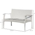 EASYCOMFORT Divano da Esterno 2 Posti in Rattan PE, Panchina da Giardino con Cuscini e Braccioli, 120x63x77cm Bianco Fashion