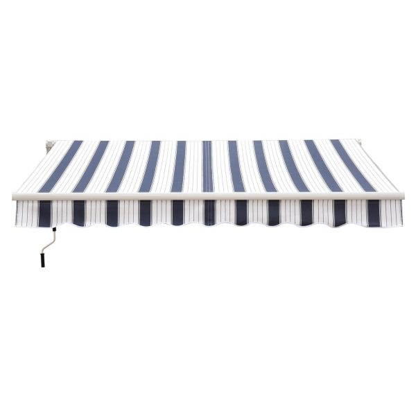 Easycomfort Tenda da Sole a Bracci 2.5x2m Avvolgibile Manuale in Alluminio e Poliestere Blu e Bianco For Cheap