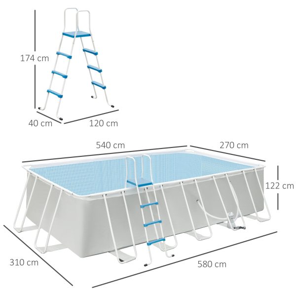 Easycomfort Piscina Fuori Terra in Acciaio e PVC Rinforzato con Filtro, 580x310x122cm, Grigio Chiaro Online