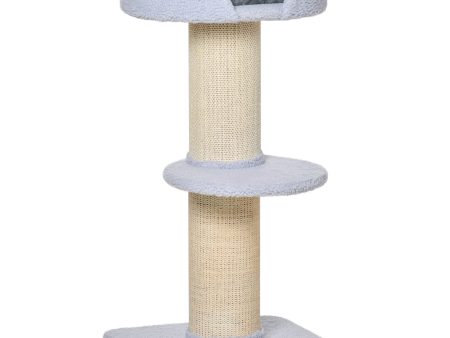 Easycomfort Tiragraffi per Gatti con Lettino, Rivestimento Peluche e Palo in Sisal, 45x45x91cm, Azzurro Hot on Sale