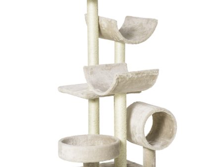 Easycomfort Albero Tiragraffi Gioco Giocattolo per Gatti con Diverse Piattaforme in Sisal Naturale Altezza 105cm Crema Online now