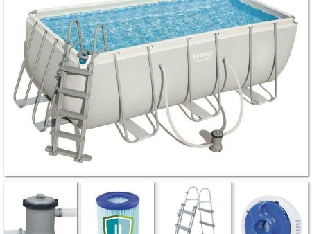 Piscina Bestway Fuori Terra Da Giardino con Pompa + Scala 412x201x122H Power Steel Frame 56456 Online Hot Sale