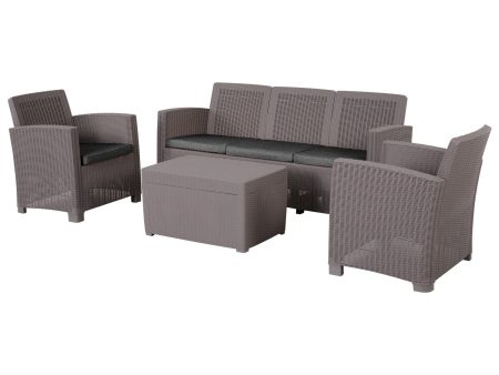 EASYCOMFORT  Salottino Esterni Componibile in PP - Set da 4 Pezzi Grigio Fashion