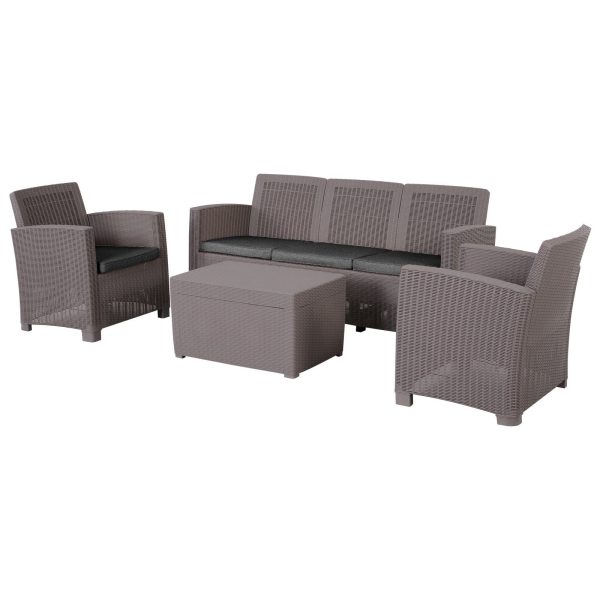 EASYCOMFORT  Salottino Esterni Componibile in PP - Set da 4 Pezzi Grigio Fashion