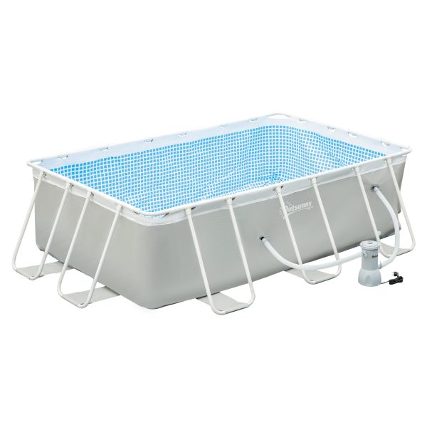 Easycomfort Piscina Fuori Terra da Giardino Rettangolare con Pompa di Filtraggio, 340x215x80cm, Grigia Cheap