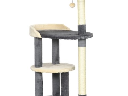 Easycomfort Albero Tiragraffi per Gatti a 3 Livelli con Pali in Sisal e Altezza 105cm, Grigio For Sale