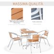 EASYCOMFORT  Set Tavolo e 4 Sedie da Esterno in Alluminio e Plastica, Colore Legno Online Hot Sale