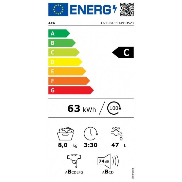 Lavatrice a Carica Frontale Aeg 8 Kg Serie 6000 1400 Giri L6FBI843 Classe C For Discount