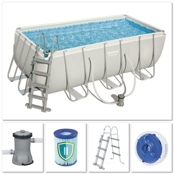 Piscina Bestway Fuori Terra Da Giardino con Pompa + Scala 412x201x122H Power Steel Frame 56456 Online Hot Sale