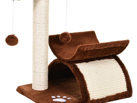 Easycomfort Tiragraffi Gatto Albero Tira Graffi Gioco Giocattolo per Gatti con Cuccia 2 Palline Appese in Sisal Naturale Altezza 43cm on Sale