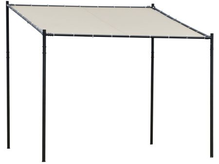 Easycomfort Gazebo Pergola Addossata da Giardino 3x3m in Metallo e Poliestere Beige For Cheap