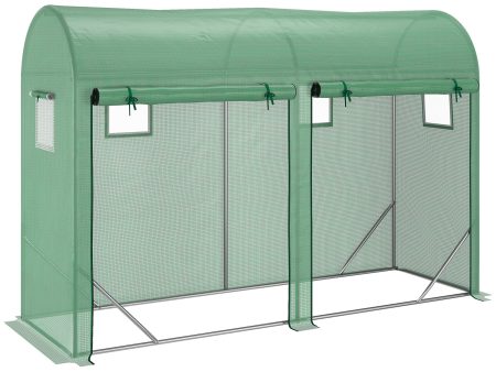 Easycomfort Serra Tunnel da Giardino per Piante e Orto, Serra da Balcone con 2 Porte Avvolgibili e 4 Finestre, Copertura in PE Struttura in Acciaio, 3x1x2m Online now