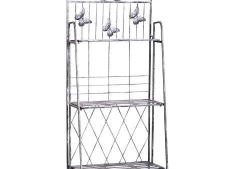 Easycomfort Scaffale Fioriera 3 Ripiani Pieghevole da Giardino Balcone, Metallo, Argento, 44x25x96 cm Online Hot Sale