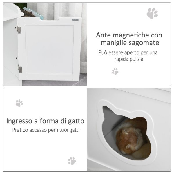 EASYCOMFORT Mobile Lettiera per Gatti a 2 Ante, con Portaoggetti Laterale, 88.5x48x51.5cm, Bianco Online now