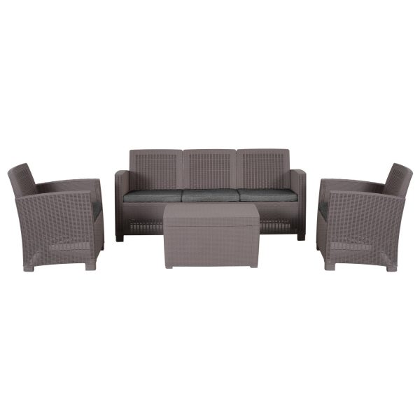 EASYCOMFORT  Salottino Esterni Componibile in PP - Set da 4 Pezzi Grigio Fashion