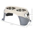 Easycomfort Doppia Ciotola per Cani Rialzata in Acciaio Inox e Plastica con Piedini Antiscivolo, 47x25x20cm, Bianco e Grigio Online Sale