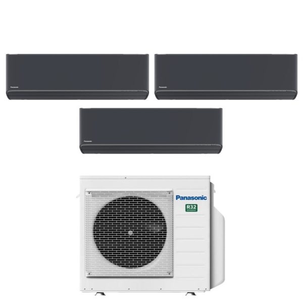 Climatizzatore Condizionatore Panasonic Trial Split Inverter Serie Etherea Dark 9+12+12 con CU-3Z68TBE R-32 Wi-Fi Integrato Colore Grigio Grafite 9000+12000+12000 on Sale