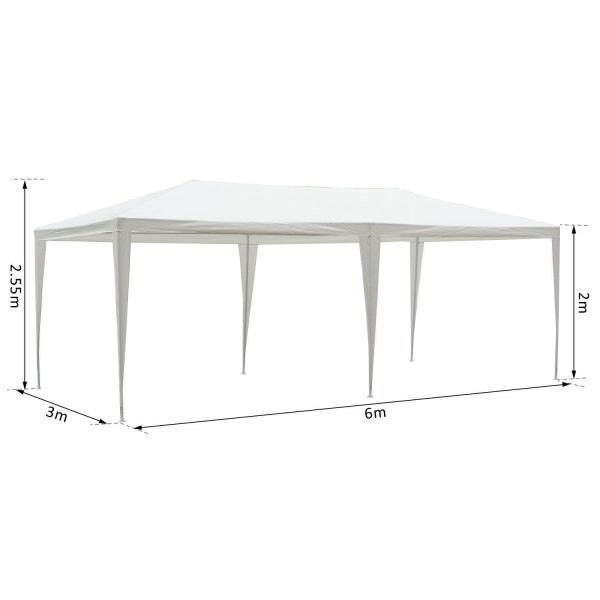 EASYCOMFORT Gazebo da Esterno Impermeabile  in Acciaio e PE con Pannelli Rimovibili, Bianco, 3x6m For Discount