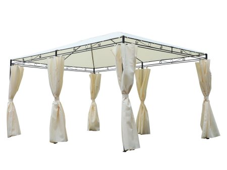 Easycomfort Gazebo da Giardino 4x3m con 6 Pareti Rimovibili in Poliestere Anti UV, Crema For Cheap