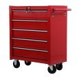 Easycomfort Carrello Porta Utensili con 5 Cassetti, Serratura, 2 Chiavi e Manubrio Parete Smontabile 2 Ruote con Freno in Lamiera d Acciaio EVA Rosso 67,5x33x77cm Supply