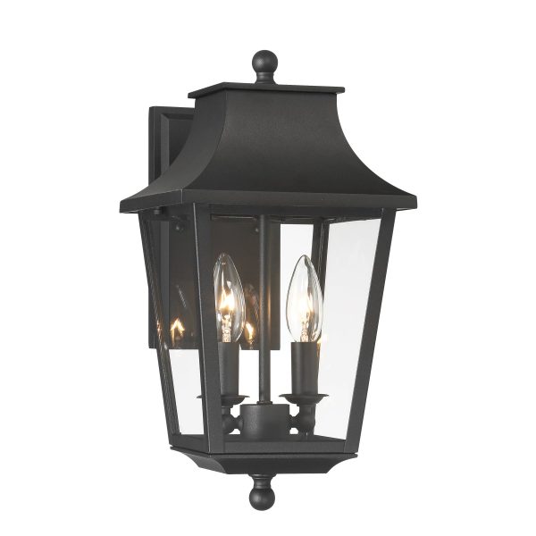 Altimeter 15  2 Lights Outdoor Wall Sconce Black Finish Hot on Sale