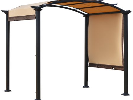 EASYCOMFORT  Pergola con Tende Scorrevoli da Giardino 295x245cm, Gazebo a Pergola da Esterno in Metallo Cachi Online now