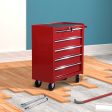 Easycomfort Carrello Porta Utensili con 5 Cassetti, Serratura, 2 Chiavi e Manubrio Parete Smontabile 2 Ruote con Freno in Lamiera d Acciaio EVA Rosso 67,5x33x77cm Supply