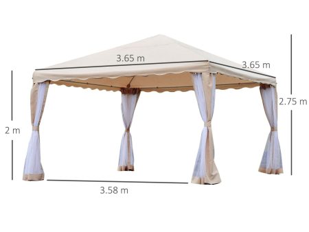 EASYCOMFORT Gazebo da Giardino in Poliestere, Beige, 3.65x3.65m Discount