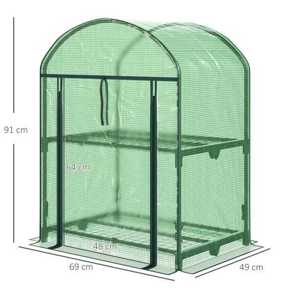 Easycomfort Mini Serra da Giardino con 2 Ripiani in Metallo e Copertura in PE, 69x49x92cm, Verde For Discount