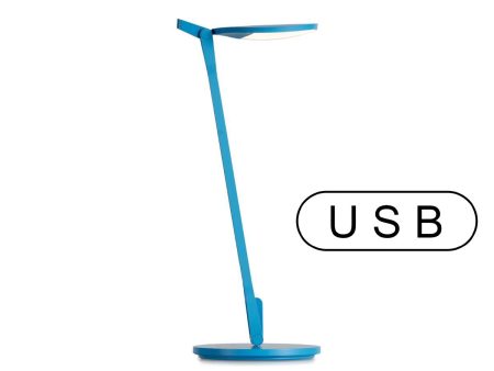 Splitty Matte Pacific Blue Contemporary LED Desk Lamp with Table Base and USB Port Discount