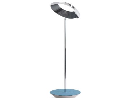 Royyo Chrome with Azure Felt Modern LED Desk Lamp with USB Port Fashion